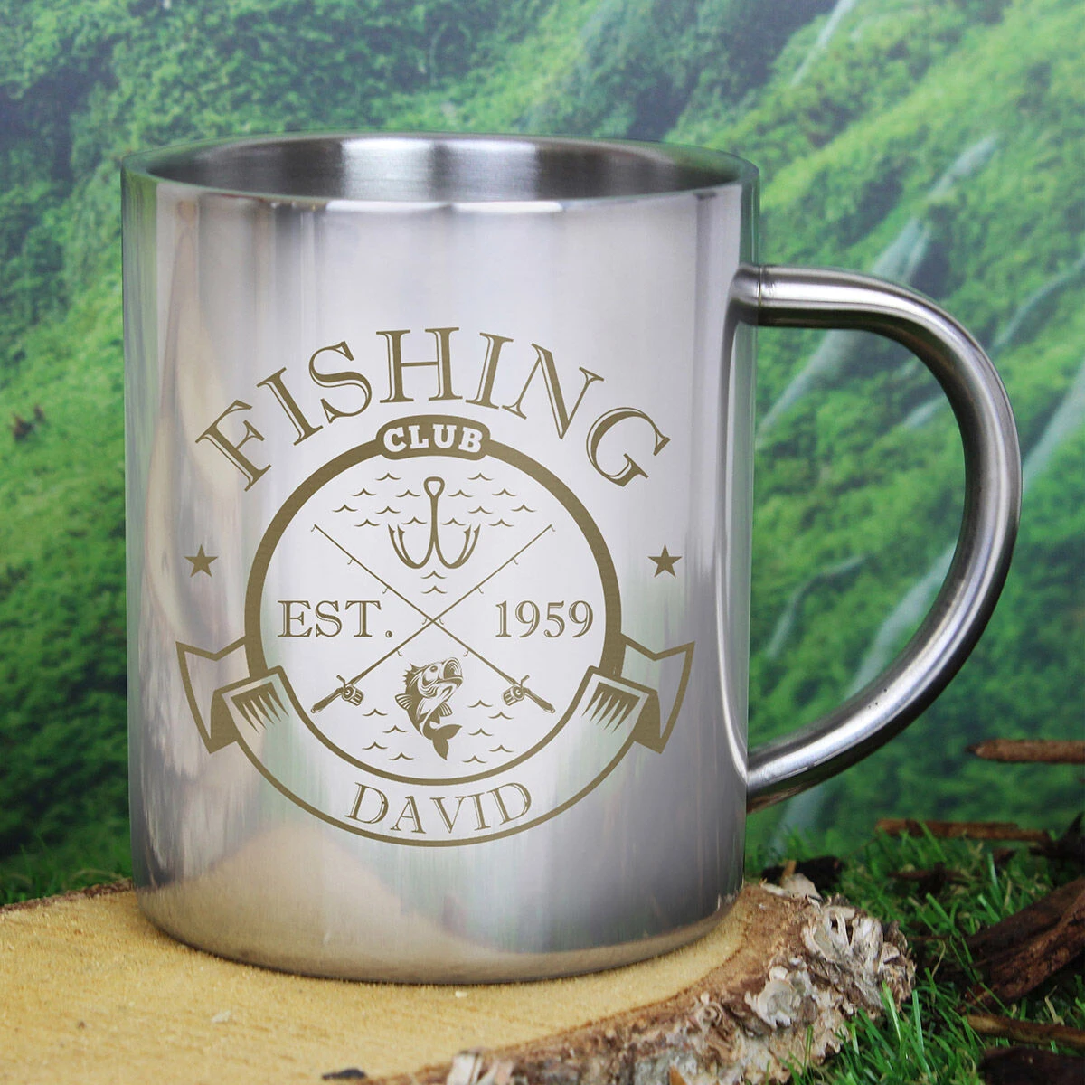 Personalised Fishing Club Stainless Steel Mug 3 Personalised Fishing Club Stainless Steel Mug