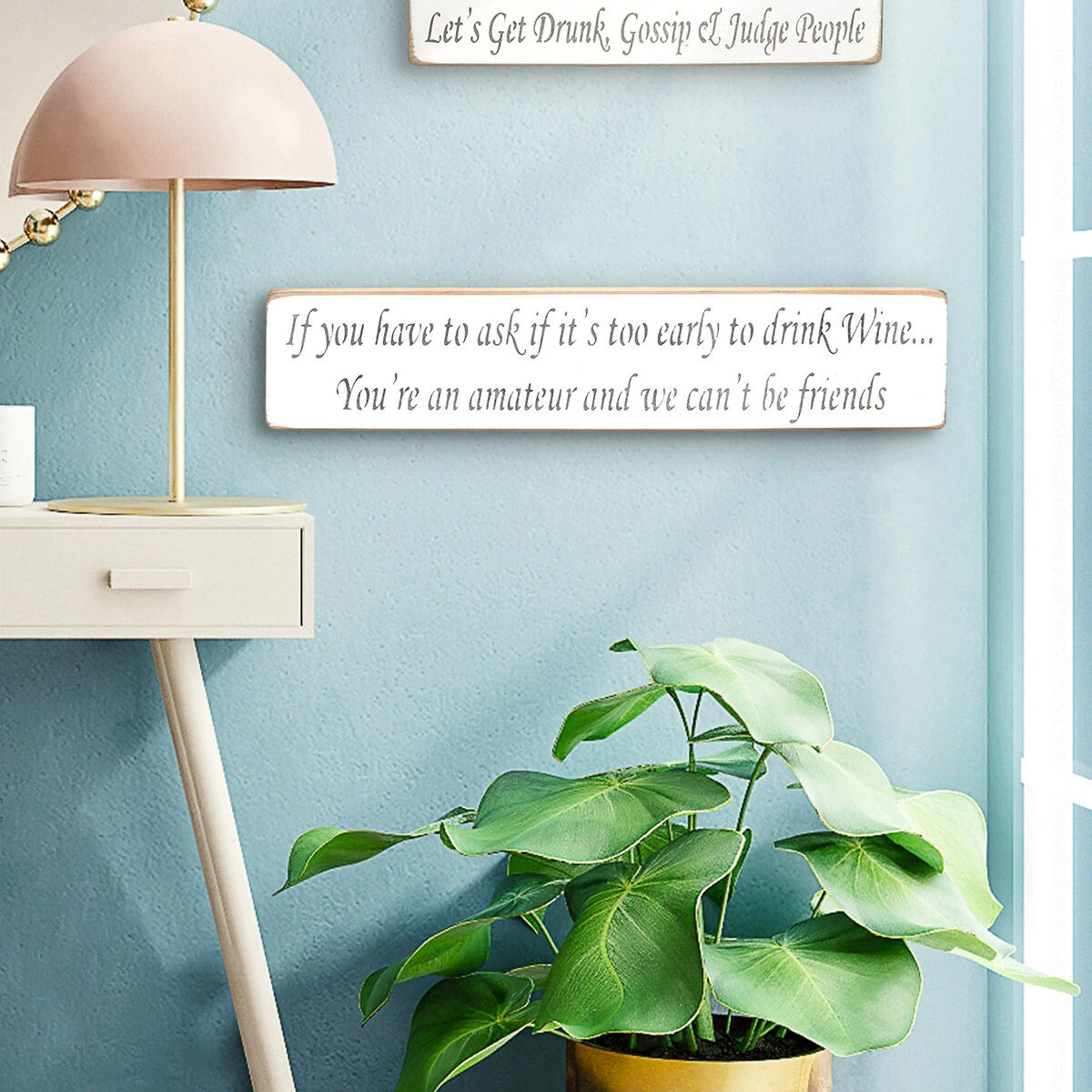 Austin Sloan ‘Too Early To Drink Wine’ Long Natural Wooden Sign 4 Austin Sloan ‘Too Early To Drink Wine’ Long Natural Wooden Sign - Image 2