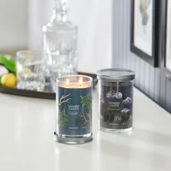 Yankee Candle Midsummers Night Signature Large Tumbler Candle -Yankee Candle Shop bayside cedar midsummers night signature collection lifestyle 1