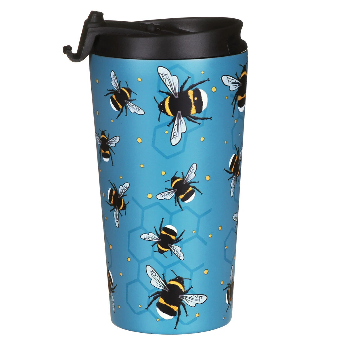 Eco Chic Blue Bees Stainless Steel Travel Coffee Cup 5 Eco Chic Blue Bees Stainless Steel Travel Coffee Cup - Image 3