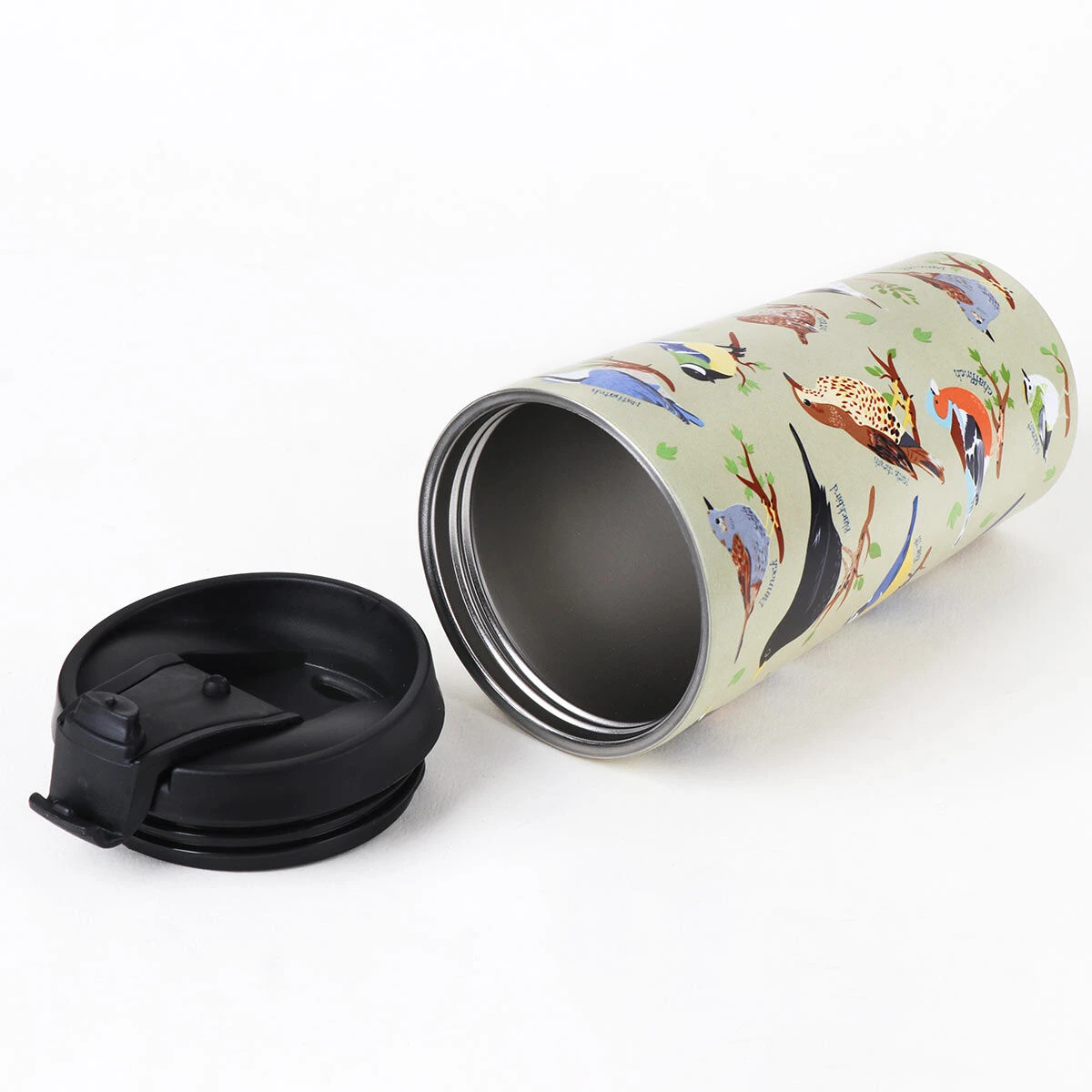 Eco Chic Green Wild Birds Stainless Steel Travel Coffee Cup 5 Eco Chic Green Wild Birds Stainless Steel Travel Coffee Cup - Image 3