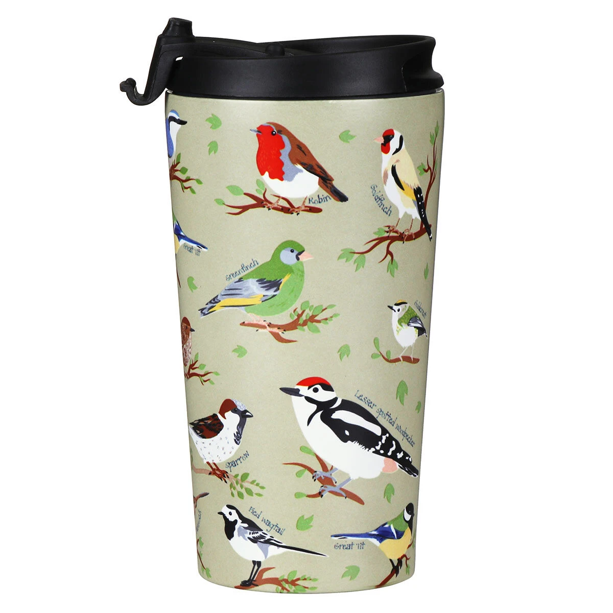 Eco Chic Green Wild Birds Stainless Steel Travel Coffee Cup 6 Eco Chic Green Wild Birds Stainless Steel Travel Coffee Cup - Image 4