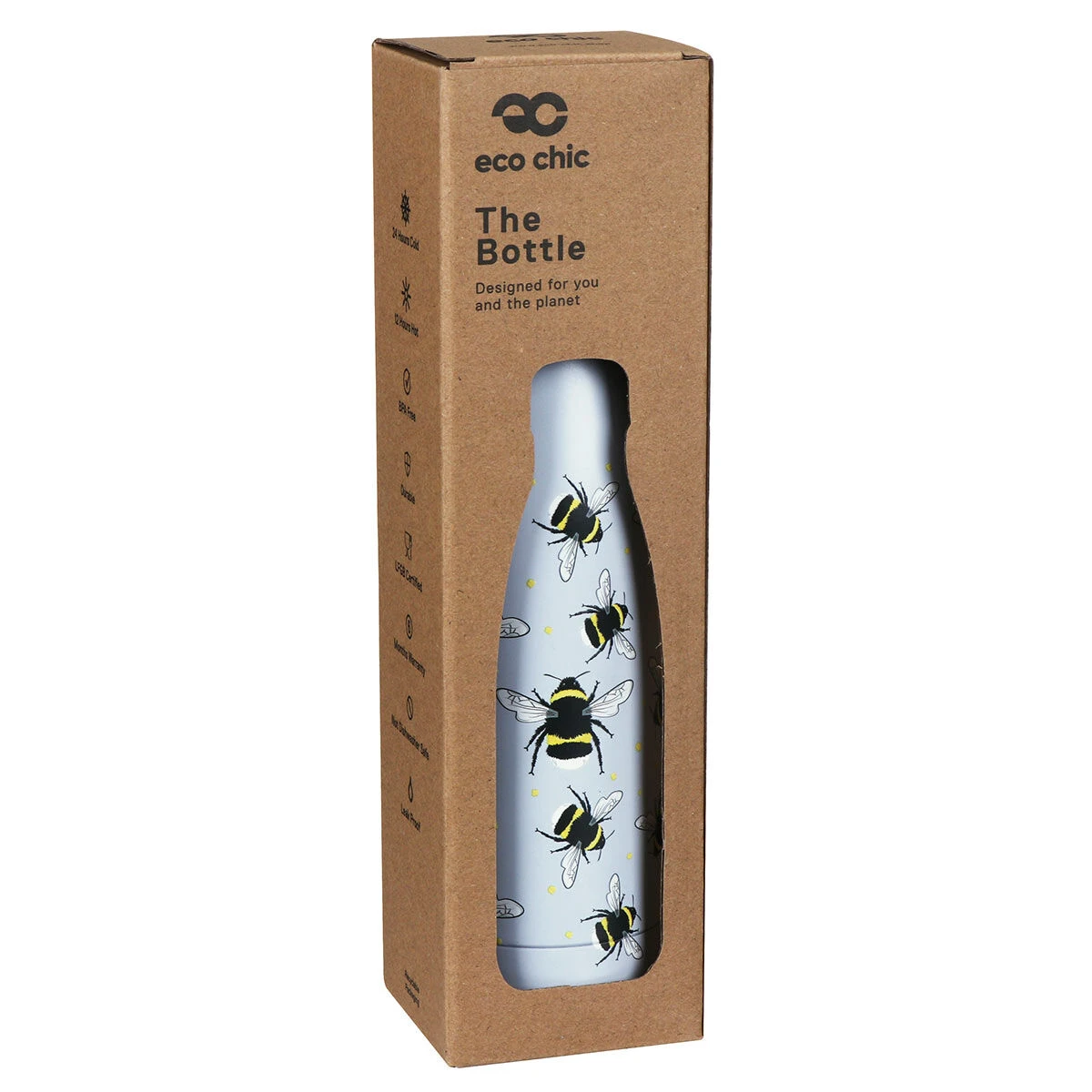 Eco Chic Grey Bees 500ml Thermal Drinks Bottle 3 Eco Chic Grey Bees 500ml Thermal Drinks Bottle - Image 2