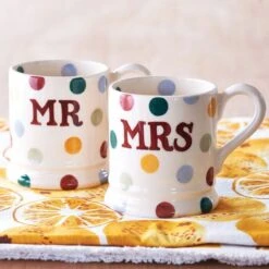 Emma Bridgewater Polka Dot Mr & Mrs Set Of 2 Half Pint Boxed Mugs -Yankee Candle Shop emma birdgewater polka dot mr mrs 2 1 2 pint mugs boxed lifestyle image01