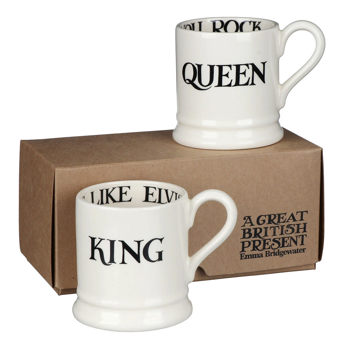 Emma Bridgewater Black Toast King Of Cool & Queen Of Rock Set Of Two Half Pint Mugs 3 Emma Bridgewater Black Toast King Of Cool & Queen Of Rock Set Of Two Half Pint Mugs