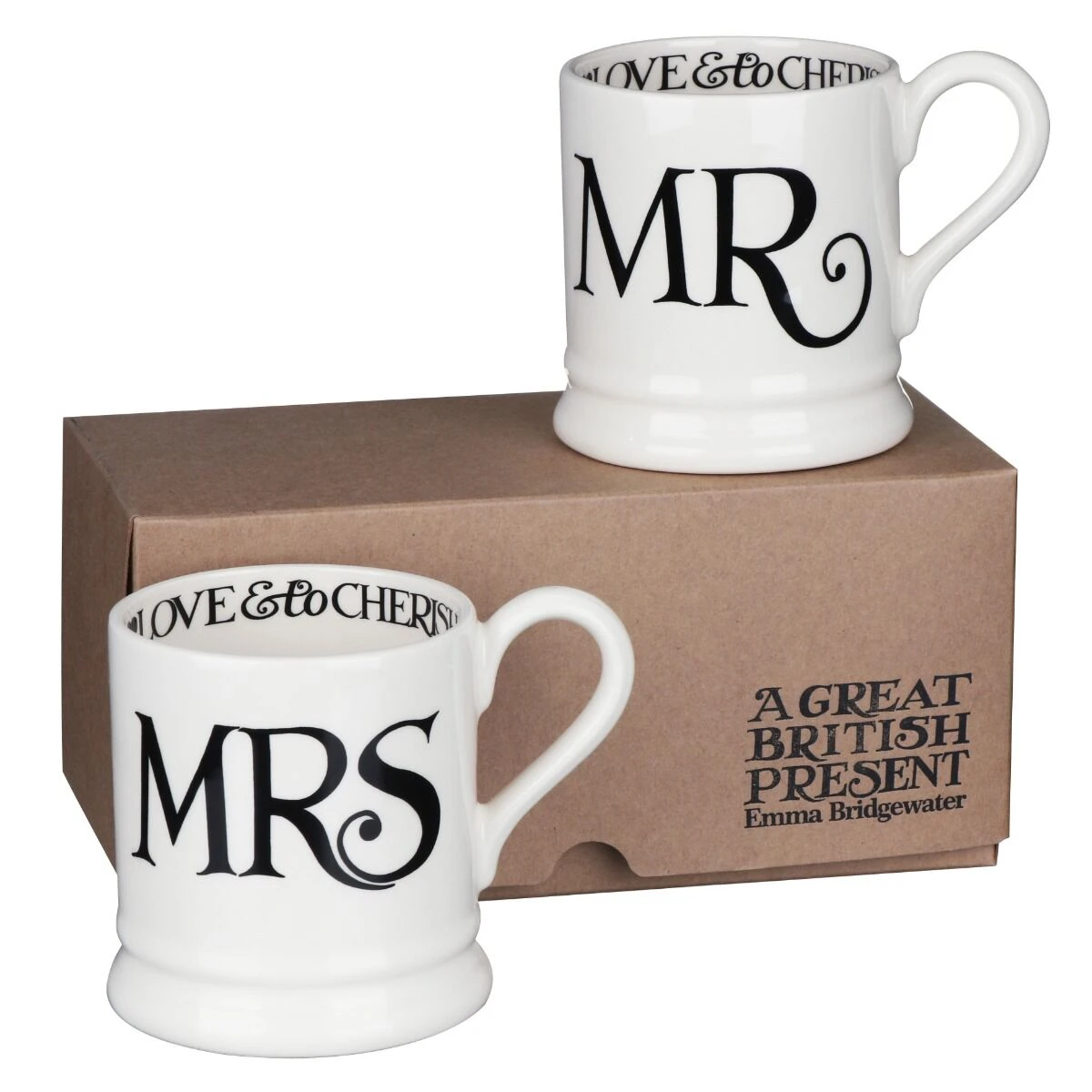 Emma Bridgewater Black Toast Mr & Mrs Boxed Set Of Two Half Pint Mugs 3 Emma Bridgewater Black Toast Mr & Mrs Boxed Set Of Two Half Pint Mugs