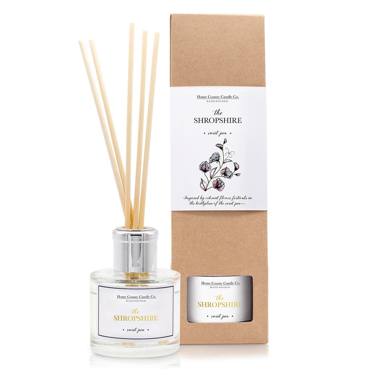Home County Candle Co. The Shropshire - Sweet Pea Reed Diffuser 3 Home County Candle Co. The Shropshire - Sweet Pea Reed Diffuser