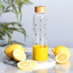 Joules Bees Glass Water Bottle 9 Joules Bees Glass Water Bottle -Yankee Candle Shop joules jls2101 j bee print glass water bottle lifestyle