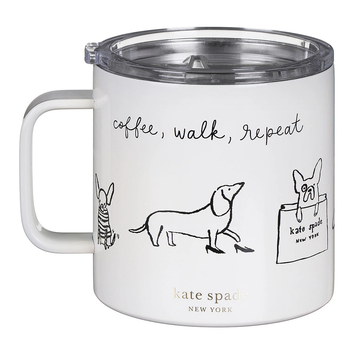 Kate Spade New York Dog Party Stainless Steel Travel Coffee Mug With Handle 3 Kate Spade New York Dog Party Stainless Steel Travel Coffee Mug With Handle