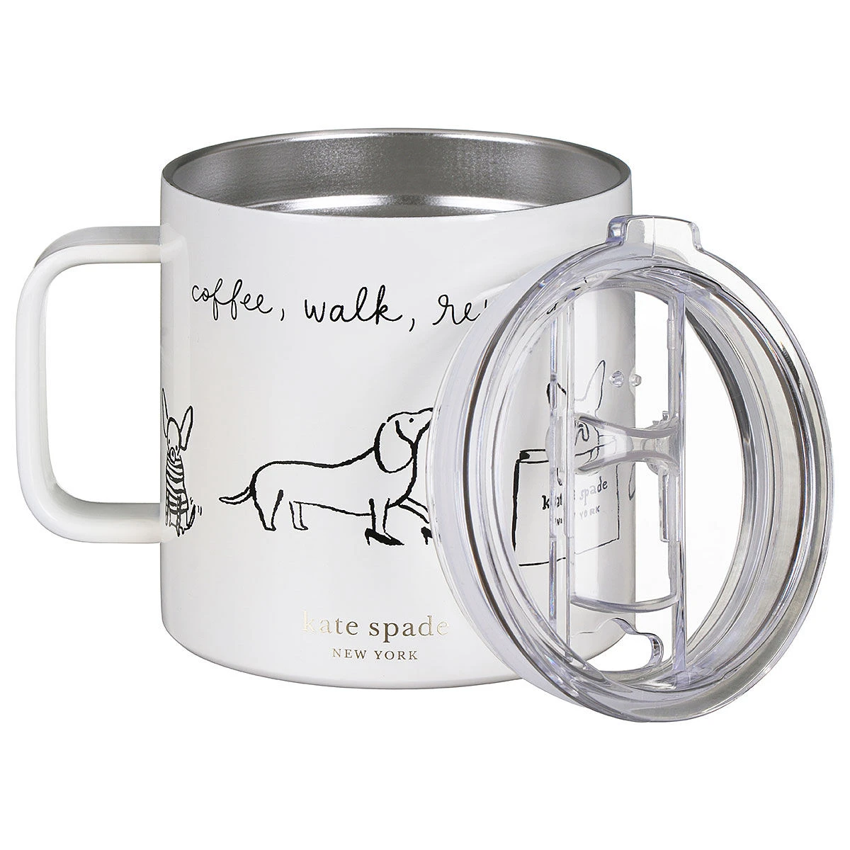 Kate Spade New York Dog Party Stainless Steel Travel Coffee Mug With Handle 7 Kate Spade New York Dog Party Stainless Steel Travel Coffee Mug With Handle - Image 5