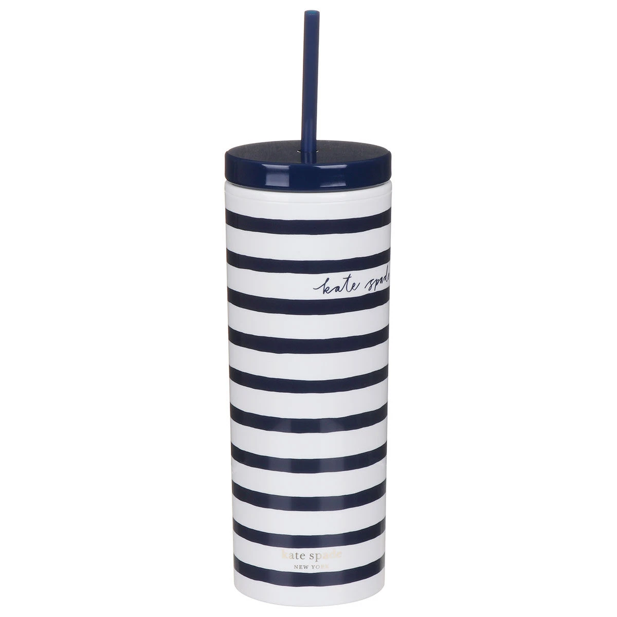 Kate Spade New York Navy Stripe Acrylic Tumbler With Straw 3 Kate Spade New York Navy Stripe Acrylic Tumbler With Straw