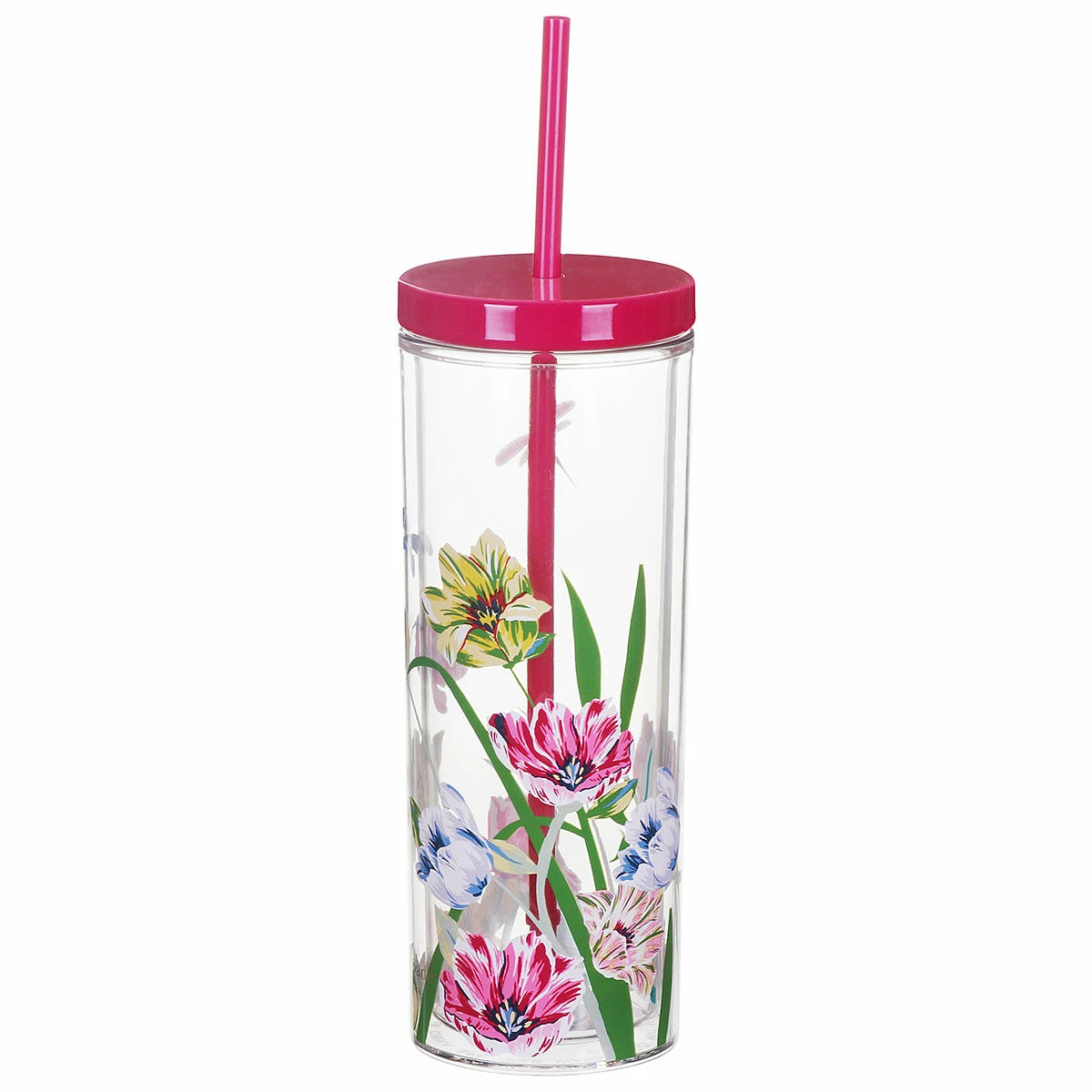 Kate Spade New York Dragonflies And Tulips Acrylic Tumbler With Straw 4 Kate Spade New York Dragonflies And Tulips Acrylic Tumbler With Straw - Image 2