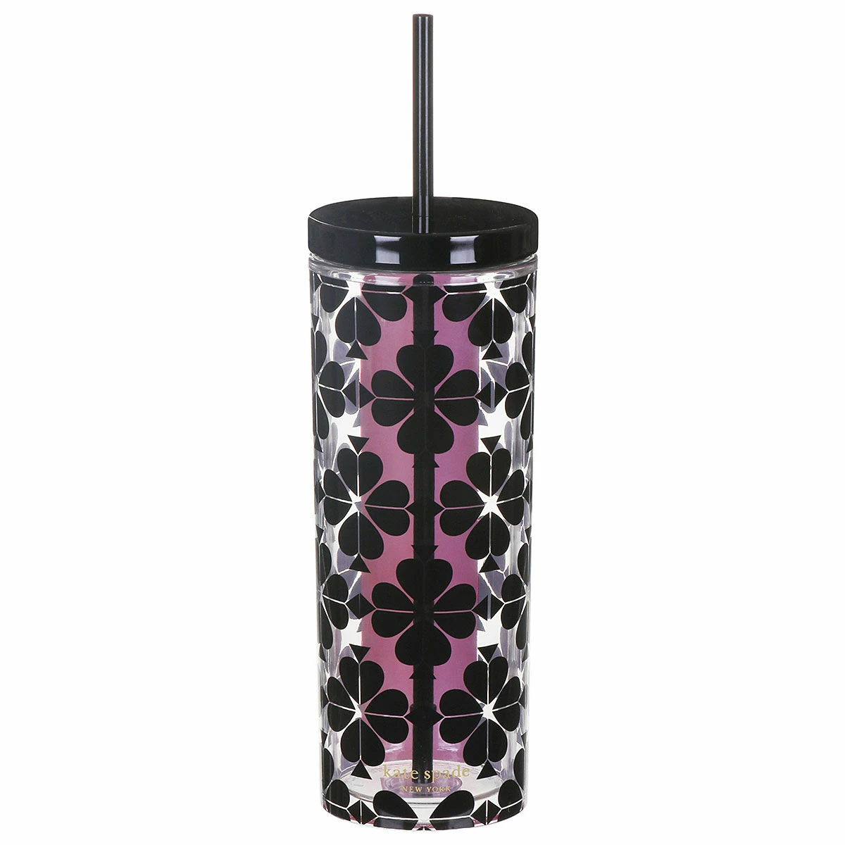 Kate Spade New York Black Spade Flower Acrylic Tumbler With Straw 4 Kate Spade New York Black Spade Flower Acrylic Tumbler With Straw - Image 2