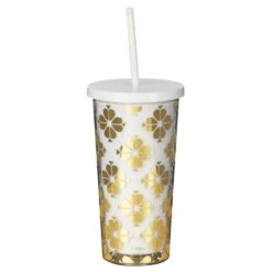 Kate Spade New York Gold Spade Flower Tumbler With Straw