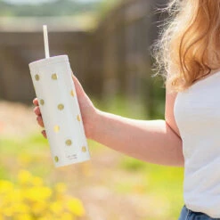 Kate Spade New York Gold Dot With Script Acrylic Tumbler With Straw -Yankee Candle Shop lifeguard press kate spade 224338 gold dot tumbler with straw lifestyle