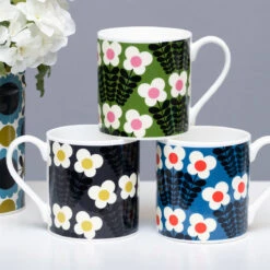 Orla Kiely Blue Bunch Of Stems Large Mug -Yankee Candle Shop mclaggan orla kiely bunch of stems large mugs range lifestyle 1