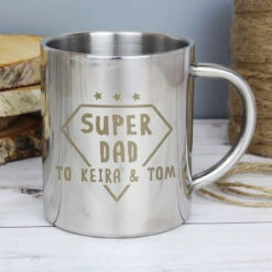 Personalised Super Dad Stainless Steel Mug -Yankee Candle Shop p0104m27 personalised super dad stainless steel mug 3