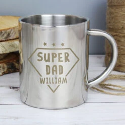 Personalised Super Dad Stainless Steel Mug -Yankee Candle Shop p0104m27 personalised super dad stainless steel mug 4