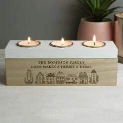 Personalised HOME Triple Tea Light Box -Yankee Candle Shop p0111e55 pmc personalised home triple tea light box 6