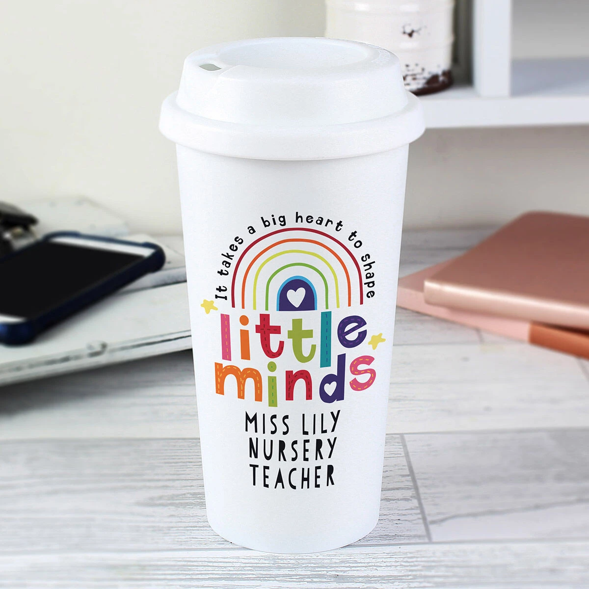 Personalised Teacher ‘Shape Little Minds’ Travel Mug 3 Personalised Teacher ‘Shape Little Minds’ Travel Mug