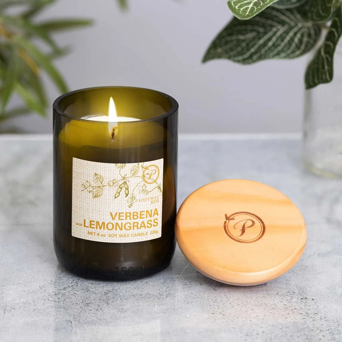 Paddywax Eco 226g Verbena And Lemongrass Green Recycled Glass Soy Candle 4 Paddywax Eco 226g Verbena And Lemongrass Green Recycled Glass Soy Candle - Image 2