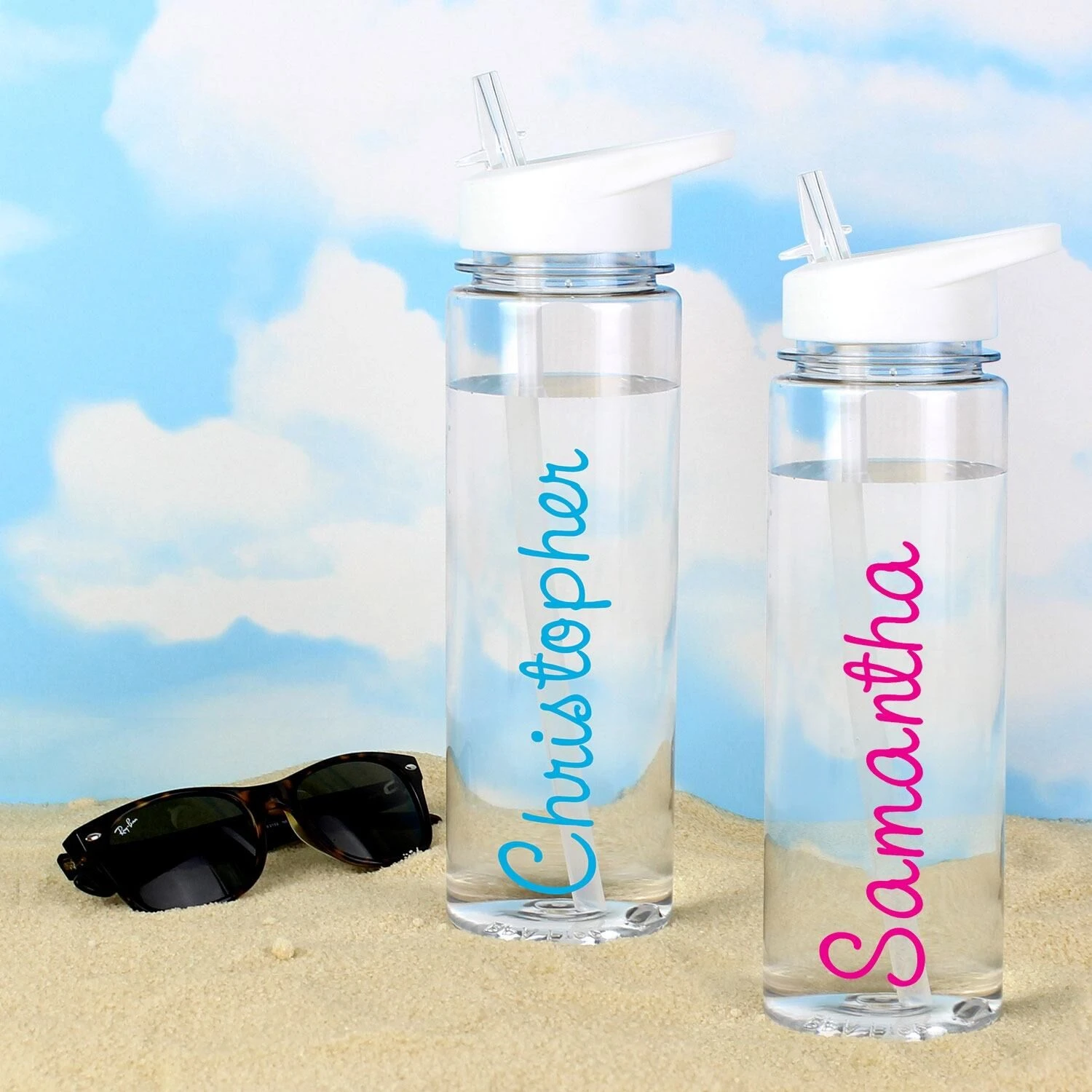 Personalised Island Water Bottle With Pink Text 4 Personalised Island Water Bottle With Pink Text - Image 2