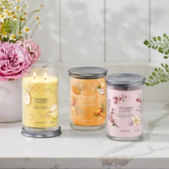 Yankee Candle Mango Ice Cream Signature Large Tumbler Candle -Yankee Candle Shop pink cherry cupcake mango signature tumbler collection lifestyle 1 2