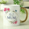 Personalised Geometric Floral Gold Handle Mug -Yankee Candle Shop pmc personalised p0805n44 geometic floral gold handle mug 01