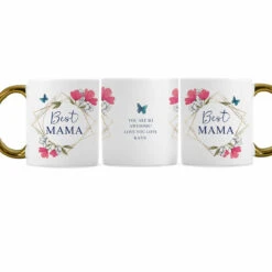 Personalised Geometric Floral Gold Handle Mug -Yankee Candle Shop pmc personalised p0805n44 geometic floral gold handle mug 04