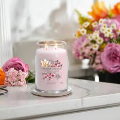 Yankee Candle Pink Cherry & Vanilla Signature Large Jar Candle -Yankee Candle Shop yankee candle 1629986e pink cherry vanilla signature large jar candle lifestyle 1