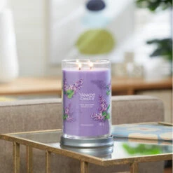 Yankee Candle Lilac Blossoms Signature Large Tumbler Candle -Yankee Candle Shop yankee candle 1630031e lilac blossoms signature large tumbler candle lifestyle 2