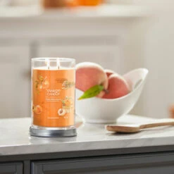 Yankee Candle Farm Fresh Peach Signature Large Tumbler Candle 8 Yankee Candle Farm Fresh Peach Signature Large Tumbler Candle -Yankee Candle Shop yankee candle 1631843e farm fresh peach signature large tumbler candle lifestyle 1