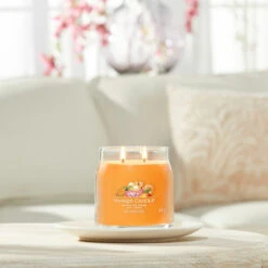 Yankee Candle Mango Ice Cream Signature Medium Jar Candle -Yankee Candle Shop yankee candle 1632325e mango ice cream signature medium jar candle lifestyle 1