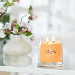 Yankee Candle Mango Ice Cream Signature Medium Jar Candle -Yankee Candle Shop yankee candle 1632325e mango ice cream signature medium jar candle lifestyle 2