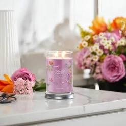 Yankee Candle Hand Tied Blooms Signature Large Tumbler Candle -Yankee Candle Shop yankee candle 1734809e hand tied blooms signature large tumbler candle lifestyle 2